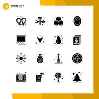 16 Universal Solid Glyphs Set for Web and Mobile Applications crowd audience circle mirror furniture Editable Vector Design Elements
