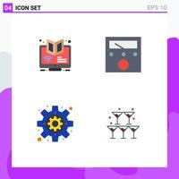 Set of 4 Modern UI Icons Symbols Signs for elearning business webinar ampere settings Editable Vector Design Elements