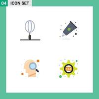 Editable Vector Line Pack of 4 Simple Flat Icons of drink magnifying glass kitchen arts search Editable Vector Design Elements