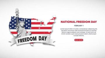 National freedom day background with a US map and statue vector