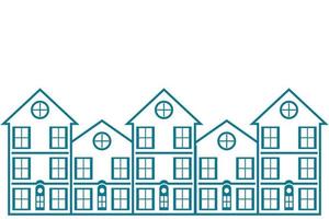 Rows of terraced houses next to each other quite closely. Illustration symbol of a densely populated settlement. Suitable for property design vector