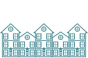 Rows of terraced houses next to each other quite closely. Illustration symbol of a densely populated settlement. Suitable for property design vector