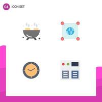 4 Thematic Vector Flat Icons and Editable Symbols of barbecue timer globe scince arrow Editable Vector Design Elements