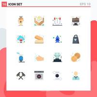 Set of 16 Vector Flat Colors on Grid for account food online cake science Editable Pack of Creative Vector Design Elements