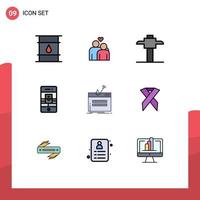 paquete de iconos de vector de stock de 9 signos y símbolos de línea para comunicaciones de video de corazón de cámara web de Internet elementos de diseño de vector editables