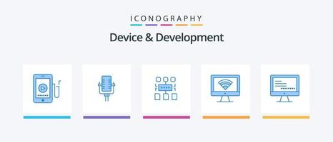 Device And Development Blue 5 Icon Pack Including monitore. signal. algorithm. wifi. computer. Creative Icons Design vector