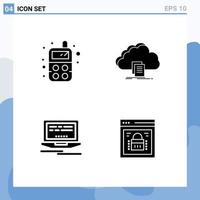 4 Universal Solid Glyphs Set for Web and Mobile Applications baby web cloud file information security Editable Vector Design Elements