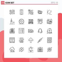 conjunto de 25 iconos de ui modernos símbolos signos para dinero koruna lanzar carpeta segura elementos de diseño vectorial editables vector