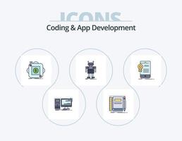 Coding And App Development Line Filled Icon Pack 5 Icon Design. artificial. robot. application. photo. landscape vector