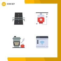 Pack of 4 Modern Flat Icons Signs and Symbols for Web Print Media such as bridge starbucks grid hospital drink Editable Vector Design Elements