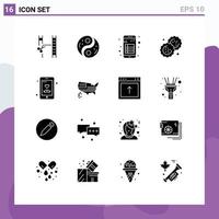 Mobile Interface Solid Glyph Set of 16 Pictograms of cutter biscuit yin baking note Editable Vector Design Elements