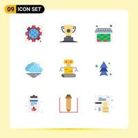 9 Universal Flat Color Signs Symbols of robot weather prize warm time Editable Vector Design Elements