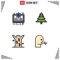 4 Creative Icons Modern Signs and Symbols of gear leech update tree audio Editable Vector Design Elements