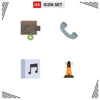 Modern Set of 4 Flat Icons Pictograph of business music call telephone house Editable Vector Design Elements