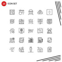 Set of 25 Modern UI Icons Symbols Signs for square arrows building sport curling Editable Vector Design Elements