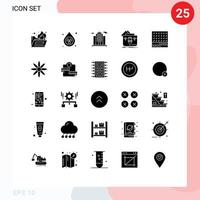 Solid Glyph Pack of 25 Universal Symbols of sweet biscuit building briefcase file Editable Vector Design Elements