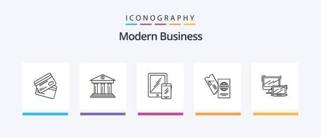 Modern Business Line 5 Icon Pack Including macbook. business. sign contract. computer. navigation. Creative Icons Design vector