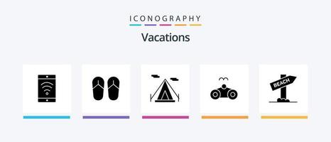 Vacations Glyph 5 Icon Pack Including . holiday . glasses .. Creative Icons Design vector