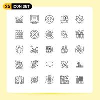 Pack of 25 Modern Lines Signs and Symbols for Web Print Media such as microscope payment cosmetics money coin Editable Vector Design Elements