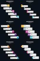 Vector 6 Infographics Pack Presentation slide template 5 Steps cycle diagrams and timelines