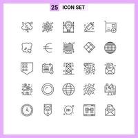 Set of 25 Commercial Lines pack for stationary remover mark remove generation Editable Vector Design Elements