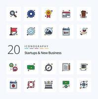 20 Startups And New Business Line Filled Color icon Pack like sheets documents clock workflow planning vector