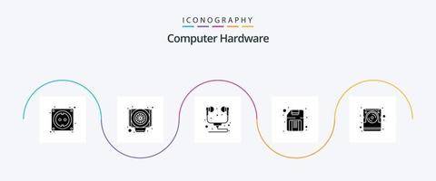 paquete de iconos de glifo 5 de hardware de computadora que incluye disco. computadora. hardware. hardware. disco vector