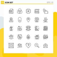 Set of 25 Modern UI Icons Symbols Signs for gesture sleep computers single bed Editable Vector Design Elements