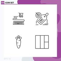 4 Creative Icons Modern Signs and Symbols of ecommerce food tag discount nature Editable Vector Design Elements