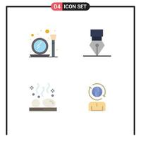 Group of 4 Modern Flat Icons Set for glass hot make up brush design stones Editable Vector Design Elements