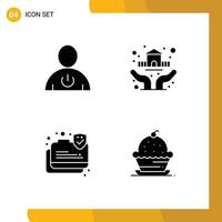 Editable Vector Line Pack of 4 Simple Solid Glyphs of avatar connection human hands protection Editable Vector Design Elements