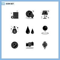Set of 9 Modern UI Icons Symbols Signs for blood sponsor interior speaker income Editable Vector Design Elements