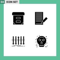 Mobile Interface Solid Glyph Set of 4 Pictograms of archive business communication letter forward Editable Vector Design Elements