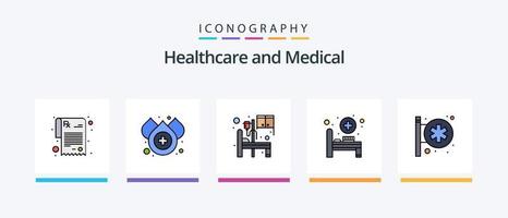 Medical Line Filled 5 Icon Pack Including care. soap. aid. hand. transfusion. Creative Icons Design vector