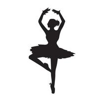 Female young adult ballerina ballet dancer pose with black color isolated on plain white background. Simple flat drawing decoration for sport or performing arts themed artwork. vector