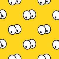 A pattern of eyes on a yellow background in the style of pop art for printing and design. Vector illustration.