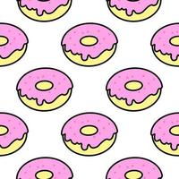 A pattern of bright donuts on a white background in pop art style for print and design. Vector illustration.