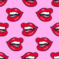 Pattern of female lips in pop art style for print and design. Vector illustration.