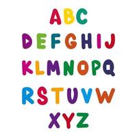 Decorative cute Font and Alphabet for children. Colorful vector illustration.