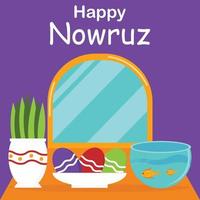 ilustración gráfica vectorial de artículos de decoración para conmemorar el día de nowruz, perfecto para el día internacional, feliz nowruz, celebración, tarjeta de felicitación, etc. vector