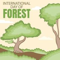 ilustración gráfica vectorial del árbol banyan en medio del bosque, perfecto para el día internacional, día internacional del bosque, celebración, tarjeta de felicitación, etc. vector