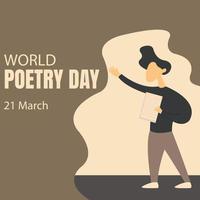 el gráfico vectorial ilustrativo de un hombre está demostrando leer un poema, perfecto para el día internacional, el día mundial de la poesía, celebrar, tarjeta de felicitación, etc. vector