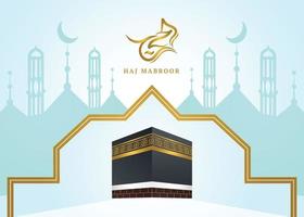 banner mínimo de umrah hajj con kabba y mezquita vector