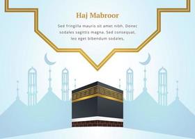 Minimal Kabba Banner with Mosque Illustration and Gold Border vector