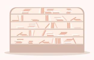 Pastel bookshelf, Library vector. Hand drawn cartoon flat. Vector Illustration isolated on white background.