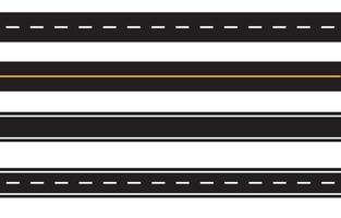 Horizontal straight roads with dashed lines, highways, street for transportation. Vector illustration cartoon flat icon.