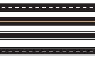 carreteras rectas horizontales con líneas discontinuas, autopistas, calles para el transporte. icono plano de dibujos animados de ilustración vectorial. vector