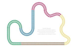 Infographic - step Flowchart top view colorful Railroad contour, Train track, Tramway, subway path station. Vector flat illustration background.