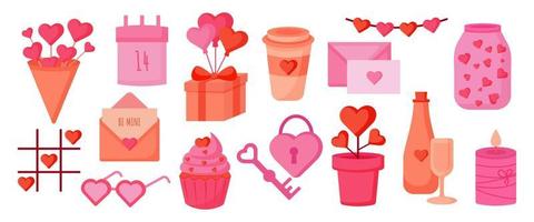 set of elements for valentine's day vector