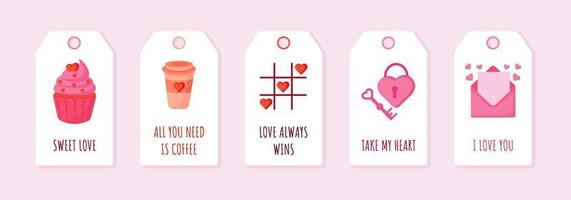 set of valentine's day tags vector